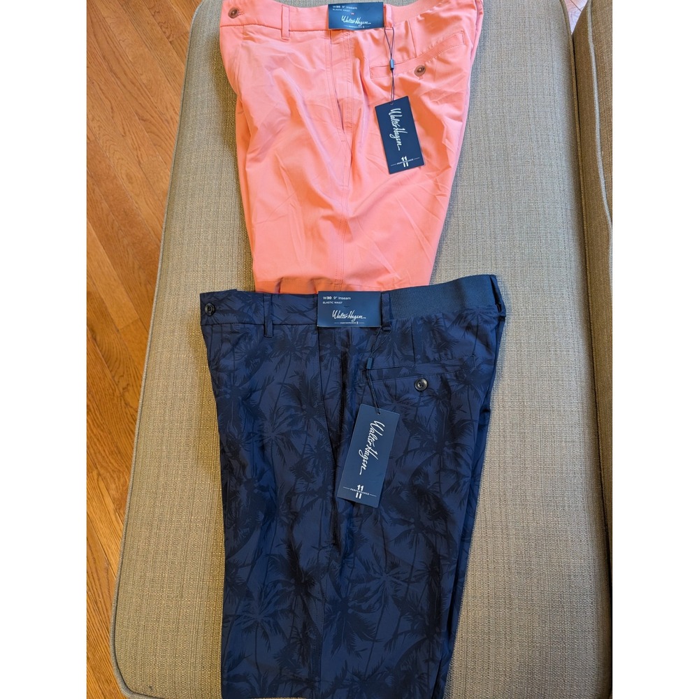 Lot of 2 Walter Hagen Performance 11 Mens Golf Shorts W30 9 Inseam Orange Navy